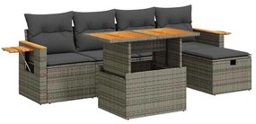 6 részes szürke polyrattan kerti ülőgarnitúra párnákkal