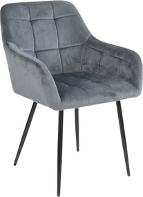 Szürke LOREN VELVET étkezőfotel fekete lábakkal