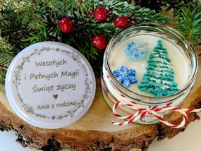 Szójagyertya gravírozással Karácsonyfa ajándék Mikulás Karácsony
