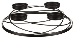 Adventi gyertyatartó, fém, fekete, átmérő 35 cm