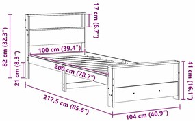 vidaXL Ágykeret fejtámlával Barna 100 x 200 cm Faanyag