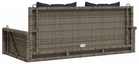 szürke polyrattan hintapad párnákkal 119 x 56 x 48 cm