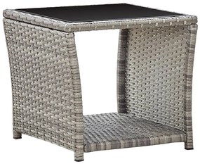 vidaXL szürke polyrattan és üveg dohányzóasztal 45 x 45 x 40 cm