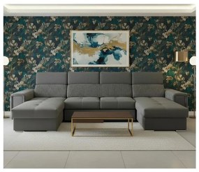 Ággyá nyitható ülőgarnitúra SALVADA, univerzális U-formájú sarokkal és tárolóhellyel, sötétszürke 8590828037439