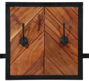 tömör akácfa és vas falra szerelhető ruhafogas 90 x 1 x 35 cm