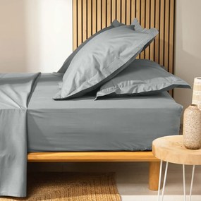 Szürke gumis bio pamut lepedő 180x200 cm Biolina – douceur d'intérieur