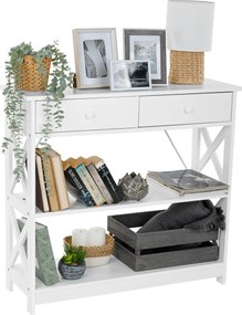 Konzolasztal, fehér, LOMIR