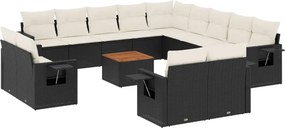 vidaXL 14 részes fekete polyrattan kerti ülőgarnitúra párnákkal