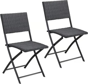 Deuba Rattan összecsukható székek Rome 2 db - fekete