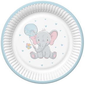 Baby elefánt Blue Balloon papírtányér 8 db-os 18 cm