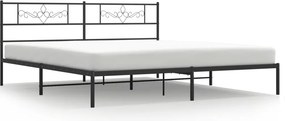 vidaXL fekete fém ágykeret fejtámlával 200 x 200 cm
