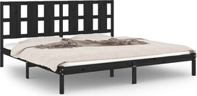 vidaXL fekete tömör fenyőfa ágykeret 200 x 200 cm
