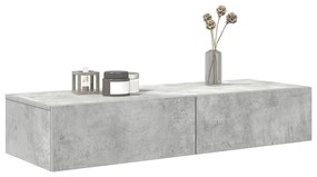 Falipolc fiókokkal betonszürke 100x36x19 cm műszaki fa