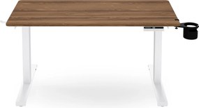 Elektromos, állítható magasságú, ergonomikus, fehér/dió íróasztal,1200x600 mm: ARIA