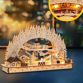 CLEMENT karácsonyi LED ív, 45x12,5x28cm, természetes barna Monzana