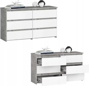 Komód szekrény CL100 6 fiókos beton-fehér Akd