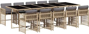 vidaXL 11részes vegyes bézs polyrattan kerti étkezőgarnitúra párnákkal
