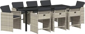 vidaXL Kert étkező szett 9 pcs Világosszürke polirattan