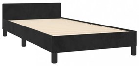 fekete bársony ágykeret fejtámlával matrac nélkül 90x200 cm