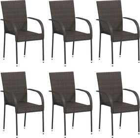 vidaXL 6 db barna rakásolható polyrattan kültéri szék