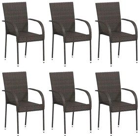 vidaXL 6 db barna rakásolható polyrattan kültéri szék