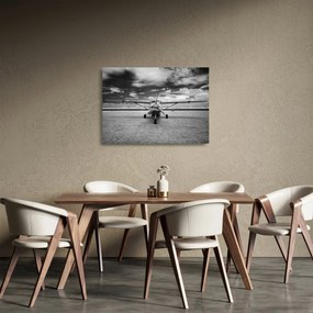 Üveg kép - Repülőgép fekete-fehér (70x50 cm)