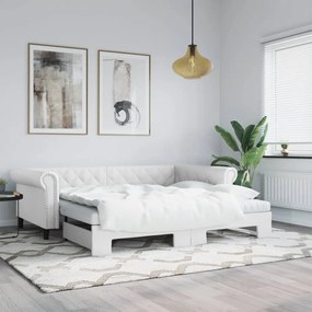 fehér kihúzható műbőr heverő matraccal 90 x 200 cm