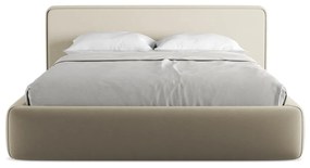 Bézs kárpitozott ágyneműtartós franciaágy ágyráccsal 160x200 cm Kiana – Makamii