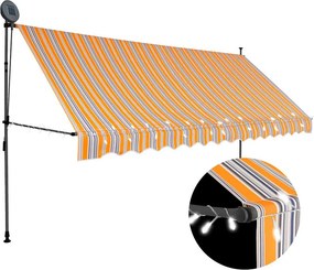 vidaXL sárga és kék kézzel kihúzható LED-es napellenző 350 cm