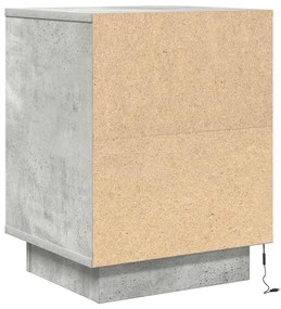 betonszürke éjjeliszekrény LED-világítással 38x34x50 cm