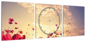 Kép - Rét virágokkal (órával) (90x30 cm)