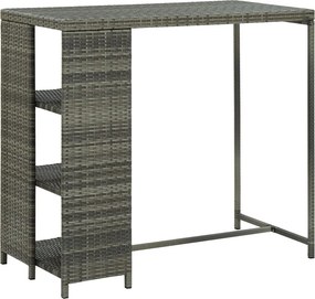 vidaXL szürke polyrattan bárasztal tárolópolccal 120 x 60 x 110 cm