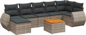 vidaXL 8 részes szürke polyrattan kerti ülőgarnitúra párnákkal