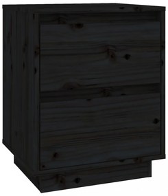2 db fekete tömör fenyőfa éjjeliszekrény 40 x 35 x 50 cm