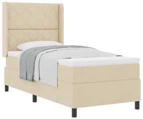 Boxspring Ágy Matrac Nélkül Krém 90x200 cm Szövet