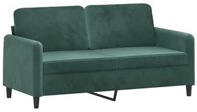 kétszemélyes sötétzöld bársony kanapé 140 cm