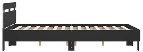 fekete ágykeret LED-es matrac nélkül 150 x 200 cm