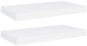 2 db fehér MDF lebegő fali polc 50 x 23 x 3,8 cm