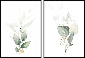 Pilakaty levelek botanika növények zöld grafika diptichon 2db 60x90cm