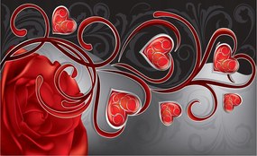 Flizelin fotótapéta Rózsa és szív Romantikus szerelem szenvedély 350x250 +ragasztó