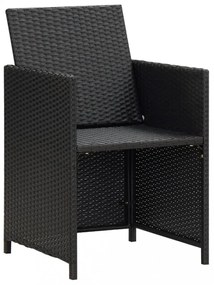 2 db fekete polyrattan kerti szék hát- és ülőpárnával