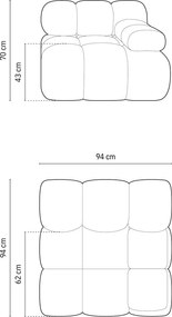 Világosszürke buklé kanapé modul (jobb oldali) Bellis – Micadoni Home