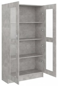 betonszürke szerelt fa vitrinszekrény 82,5 x 30,5 x 150 cm