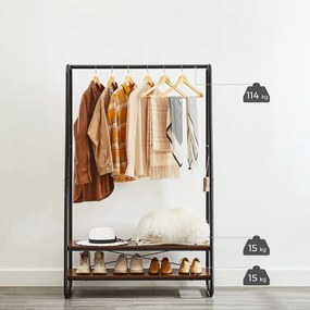 Ruhatartó állvány 2 polccal TAYLOR 100x45x160 cm, rusztikus barna