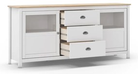 Fehér borovi fenyő alacsony komód 180x80 cm Misti – Marckeric