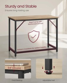 Íróasztal 100 × 50 × 76 cm karamell barna–fekete színben