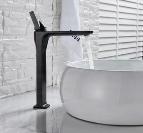 Fürdőszobai csaptelep EYN VU1610 magas és alacsony kivitelben, többféle felülettel, például krómmal és matt feketével — Fekete — 33 cm – szabadon álló mosdóhoz