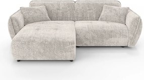 Bézs zsenília sarokkanapé (bal oldali-heverő résszel) Nelia – Ropez