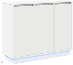 LED-es oldalpanel, fehér, 90x32x75 cm, mérnöki fa