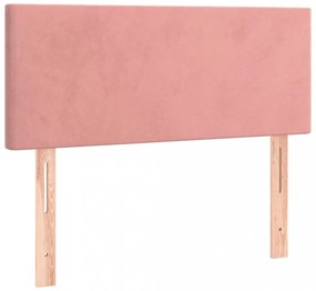 rózsaszín bársony rugós és LED-es ágy matraccal 90x190 cm